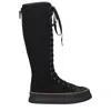 Max Mara Tall Cotton Boots In Solid Color With 4cm Sole In Black