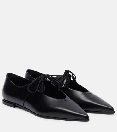 MAX MARA LACEUP LEATHER FLATS