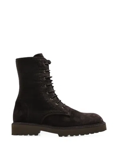 Max Mara Lace-up Suede Ankle Boots In Animal Print