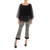 Max Mara Ladies Ecru Geometric-pattern Print Cropped Pants