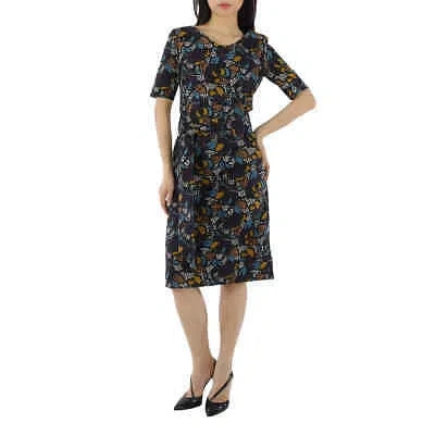 Pre-owned Max Mara Ladies Gerald Midi Tunic Dress With Floral Print In Black