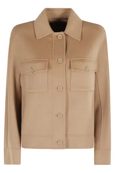 Max Mara Giacchino Wool Jacket With Button-up Front In Brown
