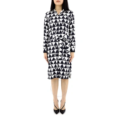 Max Mara Ladies Kiens Long Sleeve Shirt Dress In White/black