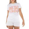 Max Mara White T-shirt With Logo Print On The Chest In Cotton Woman