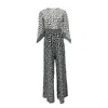 Max Mara Ladies White Black Origano Printed Silk Jumpsuit In White/black