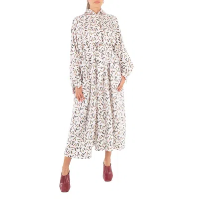 Max Mara Ladies White Black Rimmel Silk Shirt Dress