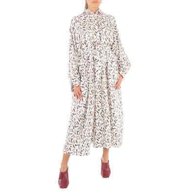Pre-owned Max Mara Ladies White Black Rimmel Silk Shirt Dress