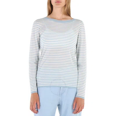 Max Mara Ladies Zona Striped Wool Sweater In Blue