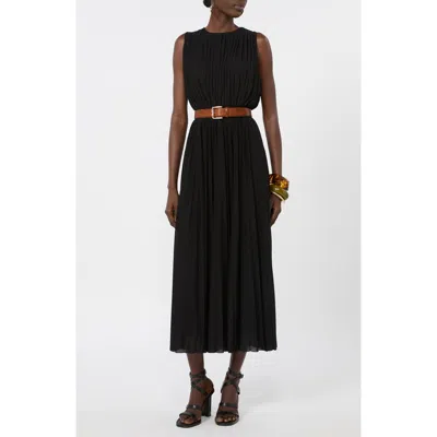 Max Mara Laghi Pleated Jersey Dress In Black