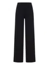Max Mara Black Wide-leg Trousers With Vertical Ribbing