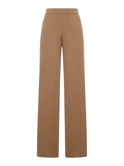 Max Mara High-rise Wide Leg Trousers With Seam Detailing In Brown