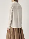 Max Mara Gong Shirt With Leather Stripe In Bianco-beige