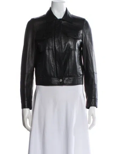 Pre-owned Max Mara Lamb Leather Biker Jacket In Black