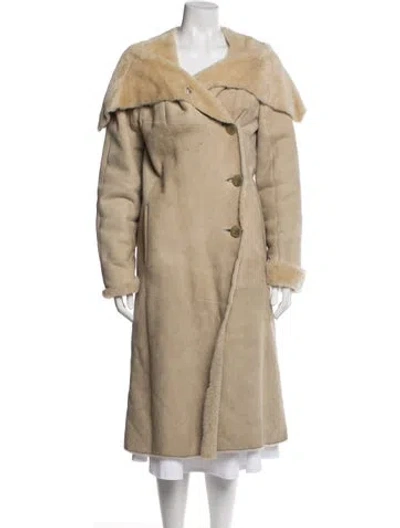 Pre-owned Max Mara Lamb Leather Coat In Neutral