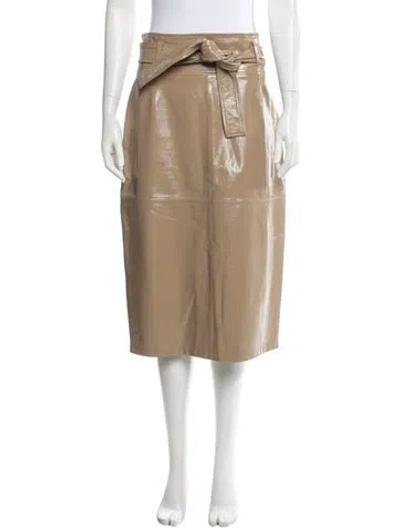Pre-owned Max Mara Lamb Leather Knee-length Skirt In Neutral
