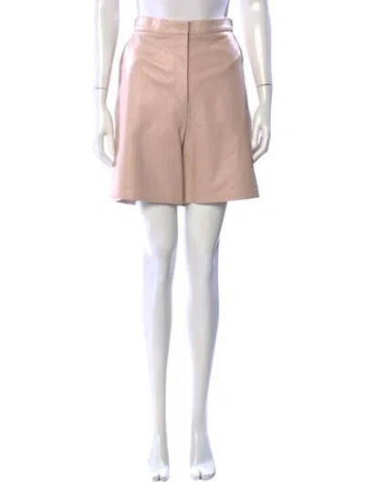 Pre-owned Max Mara Lamb Leather Mini Shorts W/ Tags In Pink