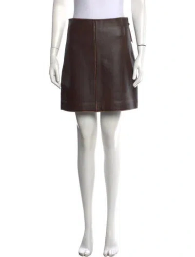 Pre-owned Max Mara Lamb Leather Mini Skirt In Brown
