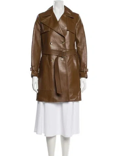 Pre-owned Max Mara Lamb Leather Trench Coat In Brown