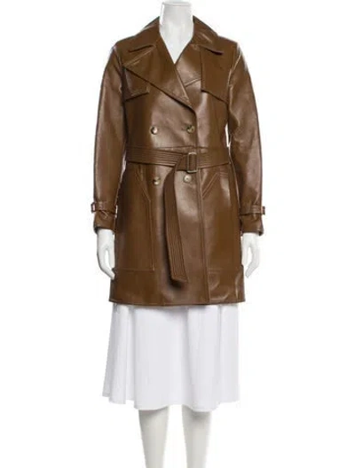 Pre-owned Max Mara Lamb Leather Trench Coat In Brown