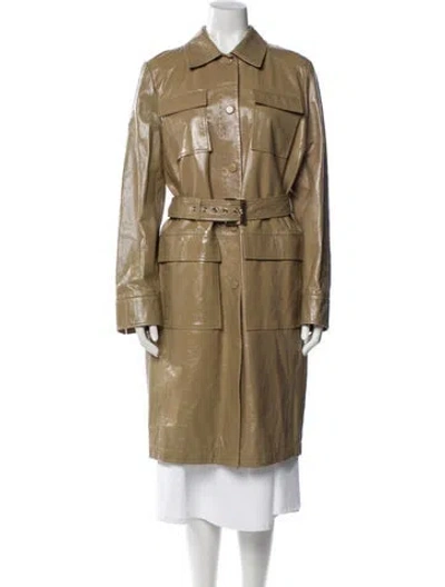 Pre-owned Max Mara Lamb Leather Trench Coat In Neutral