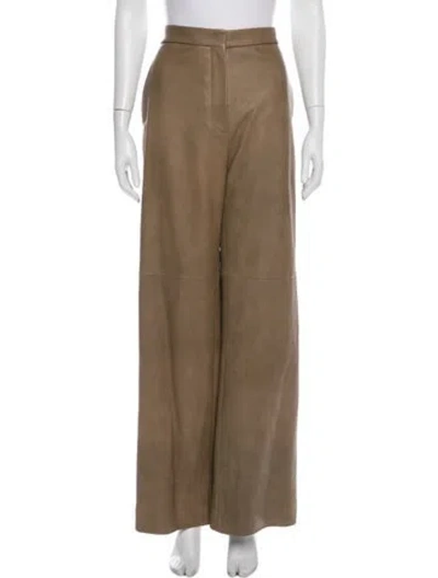 Pre-owned Max Mara Lamb Leather Wide Leg Pants W/ Tags In Brown