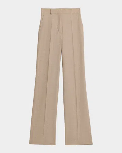 Max Mara Lambro Wool Flannel Trousers In Brown