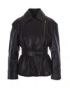 Max Mara Lambskin Biker Jacket In Brown