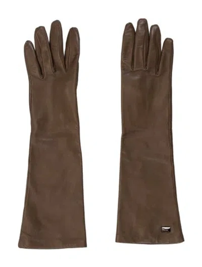 Pre-owned Max Mara Lambskin Gloves In Brown
