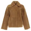 Max Mara Lambskin Leather Shearling Teddy Short Coat In Brown