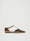 Max Mara Metallic Pointed-toe Ballet Flats In Bronze