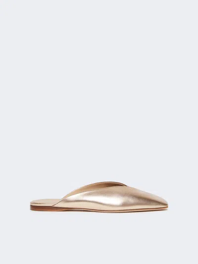 Max Mara Laminated Nappa Leather Mules In Pink