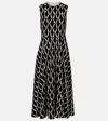 Max Mara Sleeveless Geometric-print Jersey Midi Dress In Black