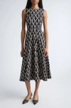 Max Mara Sleeveless Geometric-print Jersey Midi Dress In Black