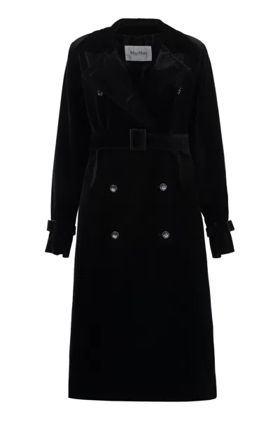 Max Mara Lana Velvet Trench Coat In Black