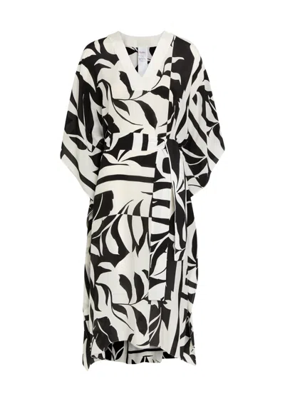 Max Mara Lancia Printed Silk Midi Kaftan Dress In Black