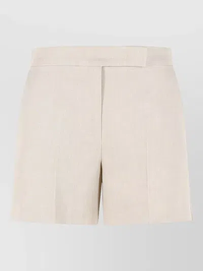 Max Mara Landa Linen Mat Tailored Shorts In White