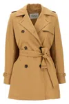 Max Mara Landa Cotton Poplin Short Trench Coat In Brown
