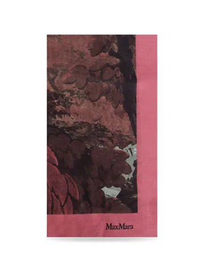 Max Mara Landscape-print Scarf In Red
