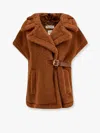 Max Mara Lanos 04 Alpava And Cashmere Cape With Belt In Brown