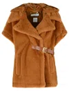 Max Mara Lanos 04 Alpava And Cashmere Cape With Belt In Camel