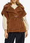 Max Mara Lanos 04 Alpava And Cashmere Cape With Belt In Brown