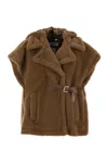 Max Mara Lanoso4 Teddy Fabric Vest Cape In Brown