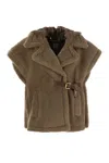 Max Mara Lanoso4 Teddy Fabric Vest Cape In Brown