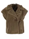 Max Mara Lanoso4 Teddy Fabric Vest Cape In Brown
