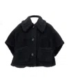 Max Mara Lapel Cape In Black
