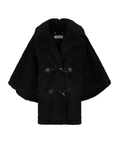 Max Mara Lapel Cape In Black