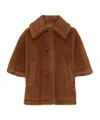 Max Mara Short Cape In Teddy Fabric Scarves And Foulards Beige In Brown