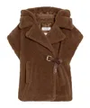 Max Mara Teddy Fabric Vest Cape In Brown