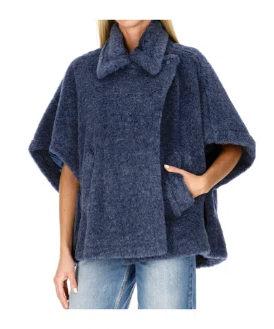 Max Mara Lapel Cape In Burgundy