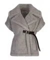 Max Mara Asymmetrical Vegan Fur Jacket For Women In Gray